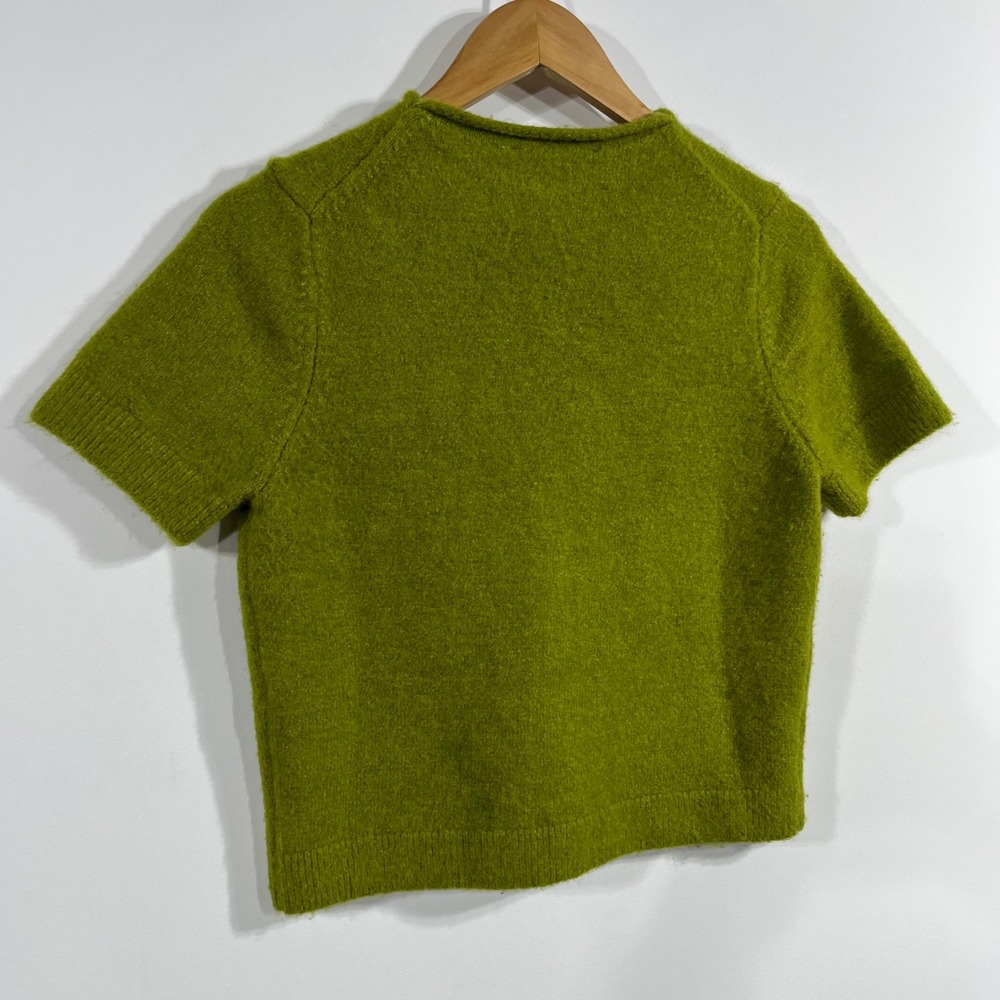 Zara Preppy Old Money Fisherman Rollneck Knit Sweater Chartreuse Cropped Medium - Picture 4 of 8